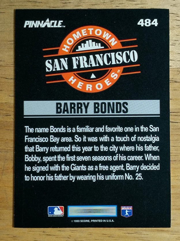 1993 Pinnacle #484 Barry Bonds HH