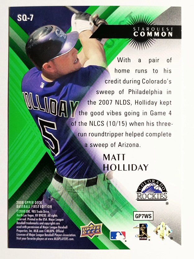 2008 Upper Deck First Edition StarQuest #SQ7 Matt Holliday