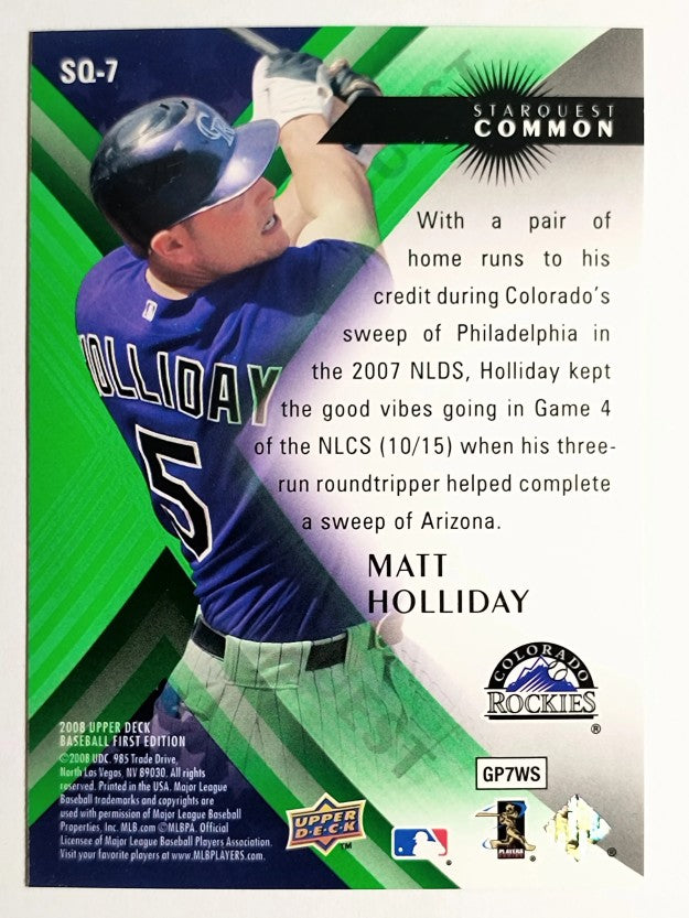2008 Upper Deck First Edition StarQuest #SQ7 Matt Holliday
