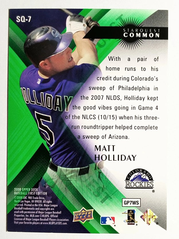 2008 Upper Deck First Edition StarQuest #SQ7 Matt Holliday