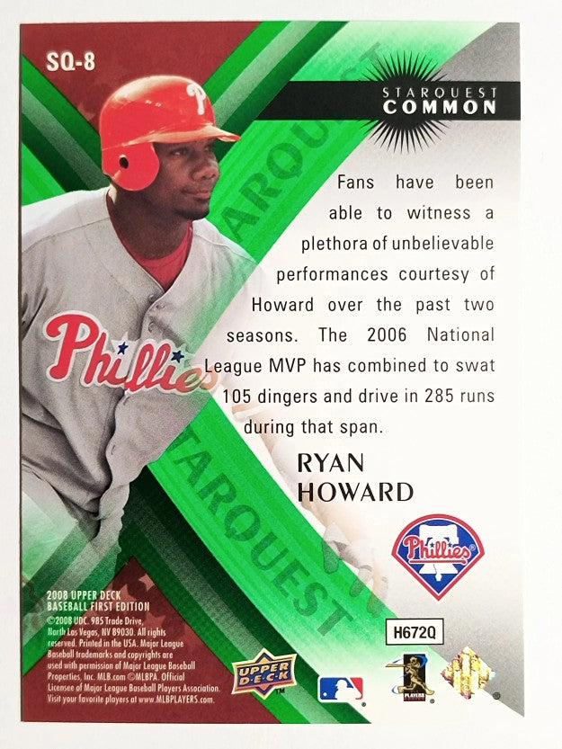 2008 Upper Deck First Edition StarQuest #SQ8 Ryan Howard