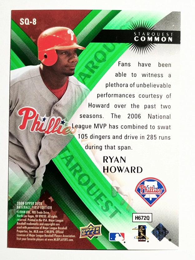 2008 Upper Deck First Edition StarQuest #SQ8 Ryan Howard