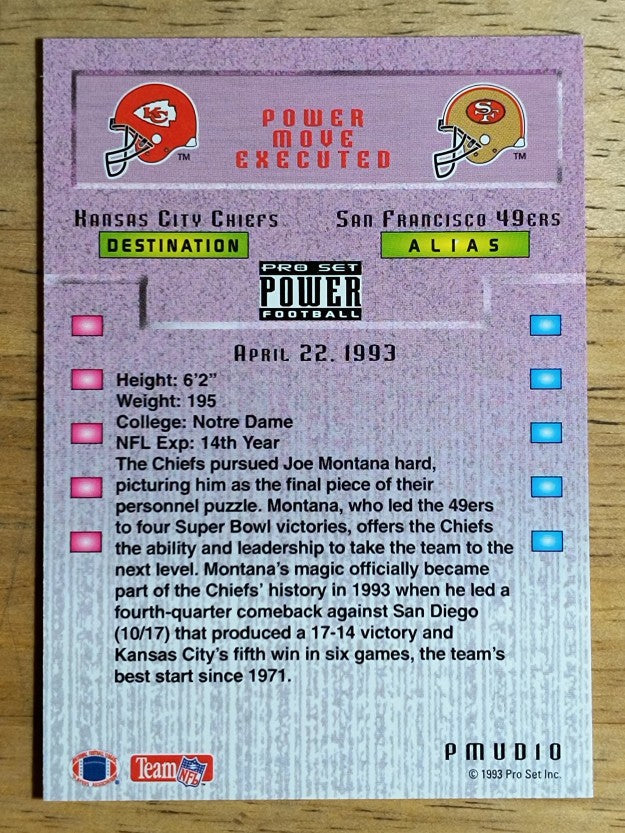 1993 Power Update Moves #10 Joe Montana