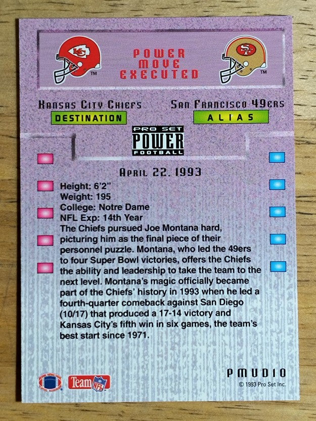 1993 Power Update Moves #10 Joe Montana