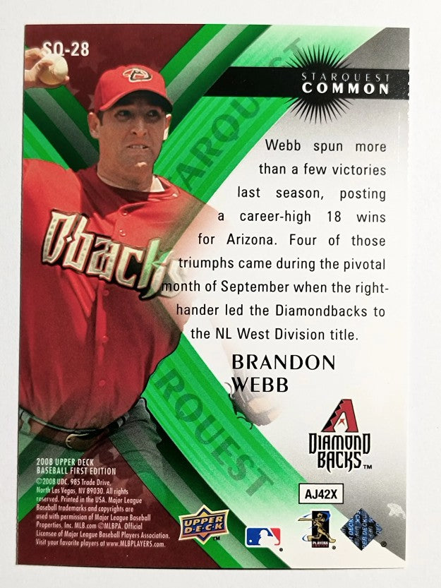 2008 Upper Deck First Edition StarQuest #SQ28 Brandon Webb