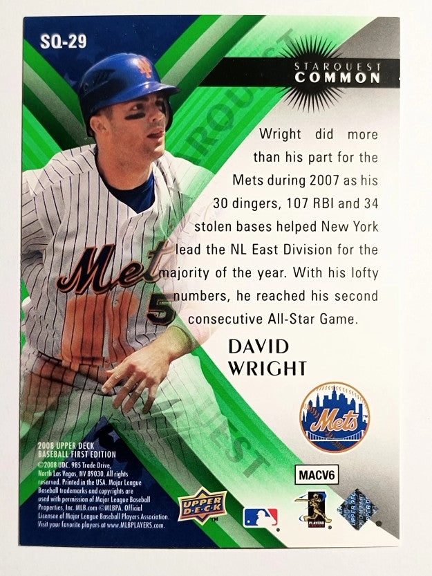 2008 Upper Deck First Edition StarQuest #SQ29 David Wright
