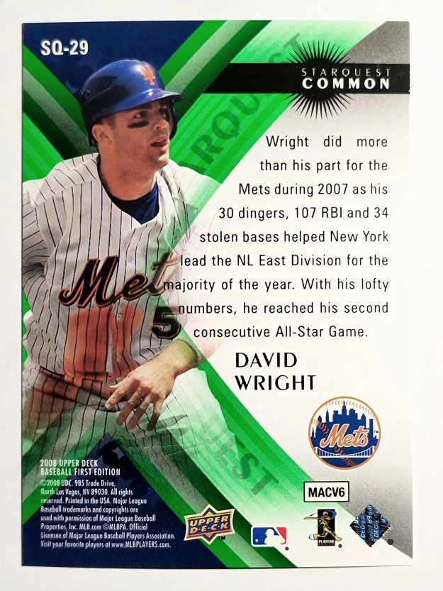 2008 Upper Deck First Edition StarQuest #SQ29 David Wright