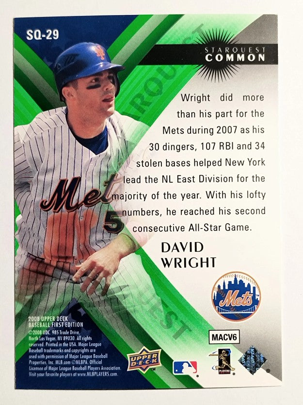 2008 Upper Deck First Edition StarQuest #SQ29 David Wright