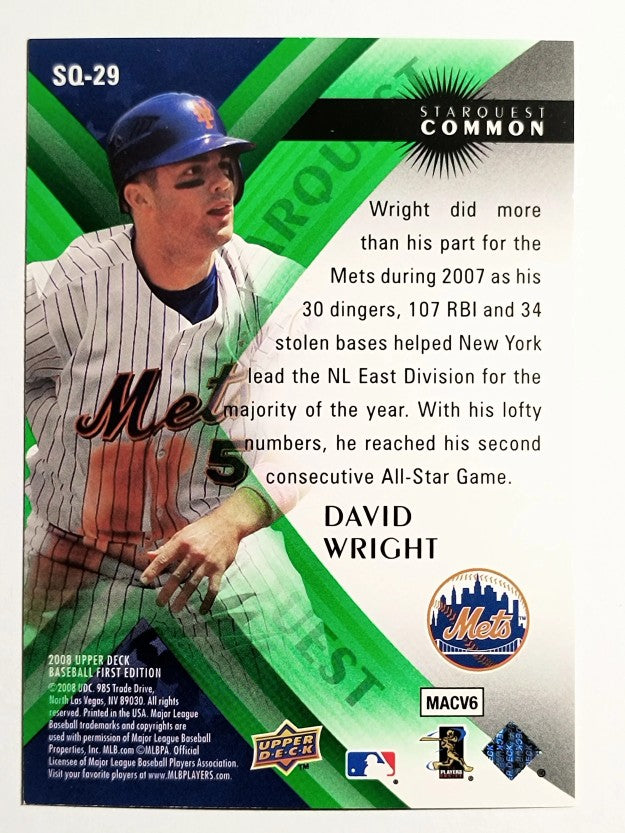 2008 Upper Deck First Edition StarQuest #SQ29 David Wright