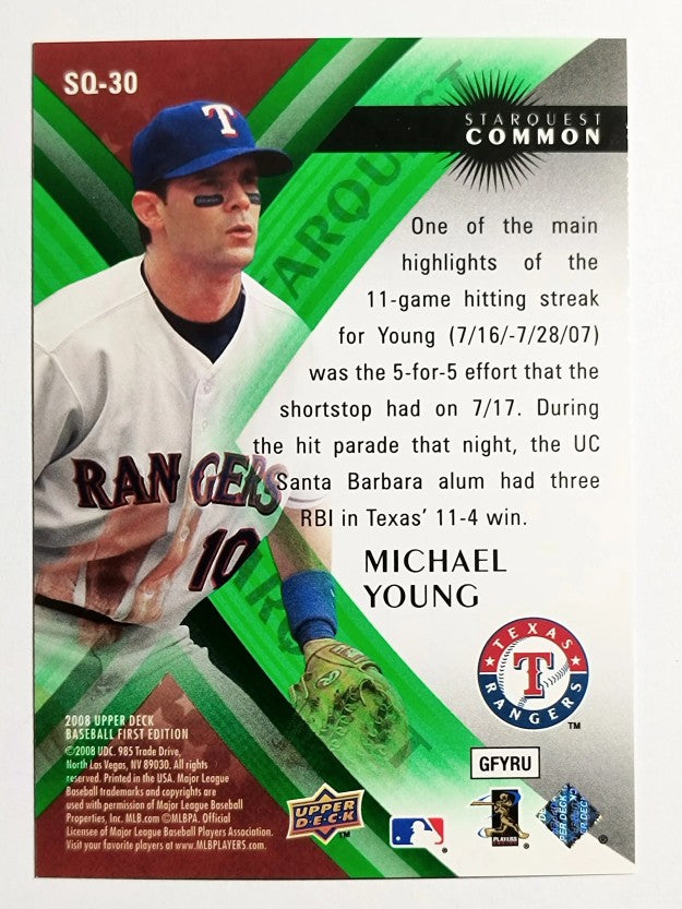 2008 Upper Deck First Edition StarQuest #SQ30 Michael Young