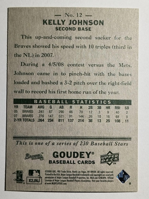 2008 Upper Deck Goudey #12 Kelly Johnson