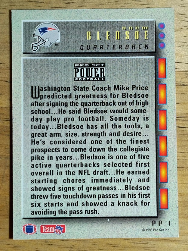 1993 Power Update Prospects #1 Drew Bledsoe RC