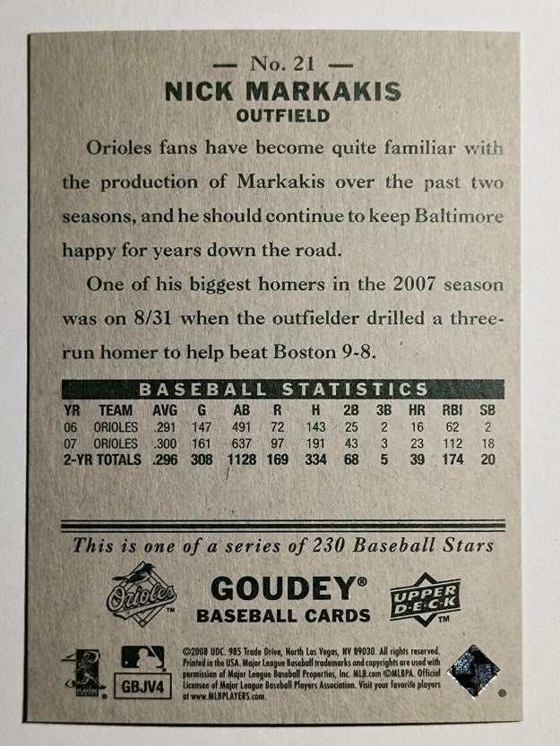 2008 Upper Deck Goudey #21 Nick Markakis