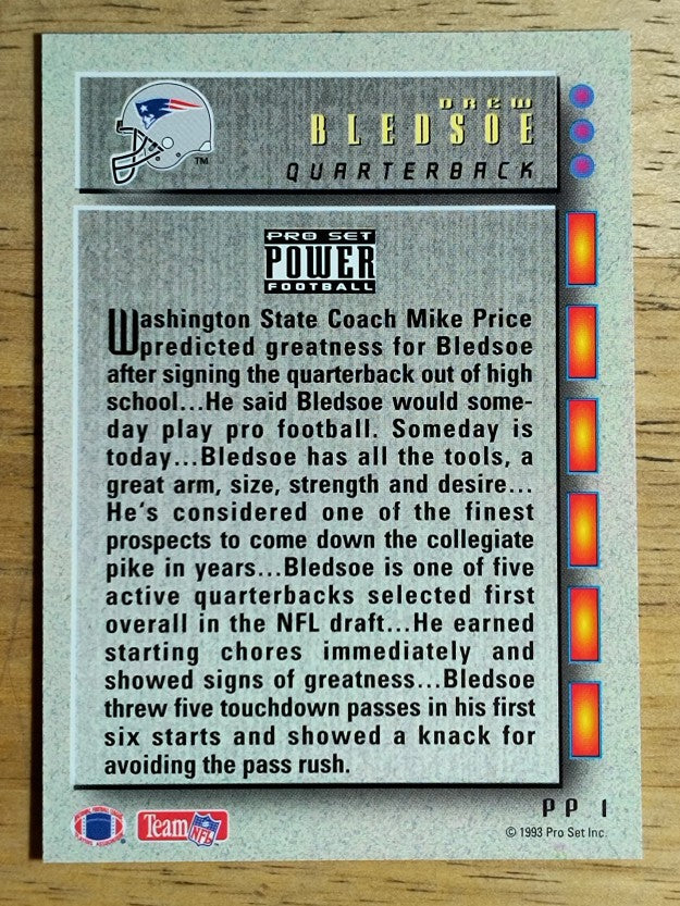 1993 Power Update Prospects #1 Drew Bledsoe RC