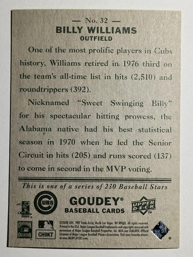 2008 Upper Deck Goudey #32 Billy Williams