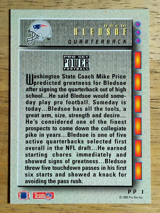 1993 Power Update Prospects #1 Drew Bledsoe RC