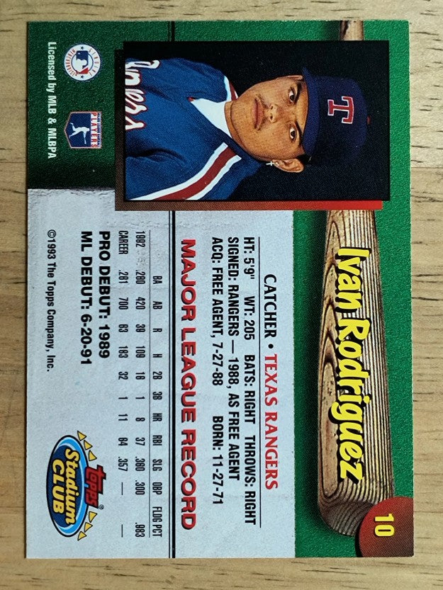 1993 Rangers Stadium Club #10 Ivan Rodriguez