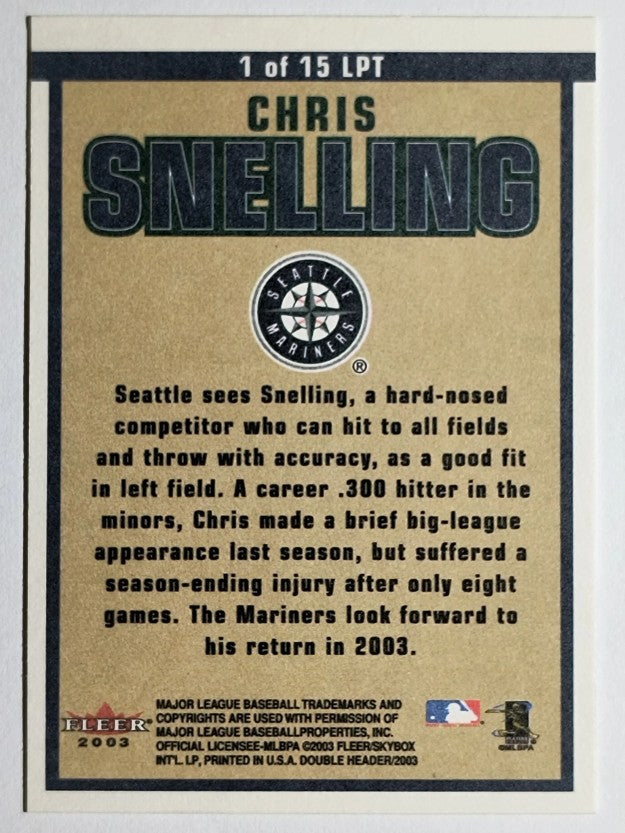 2003 Fleer Double Header Let's Play Too #1 Chris Snelling