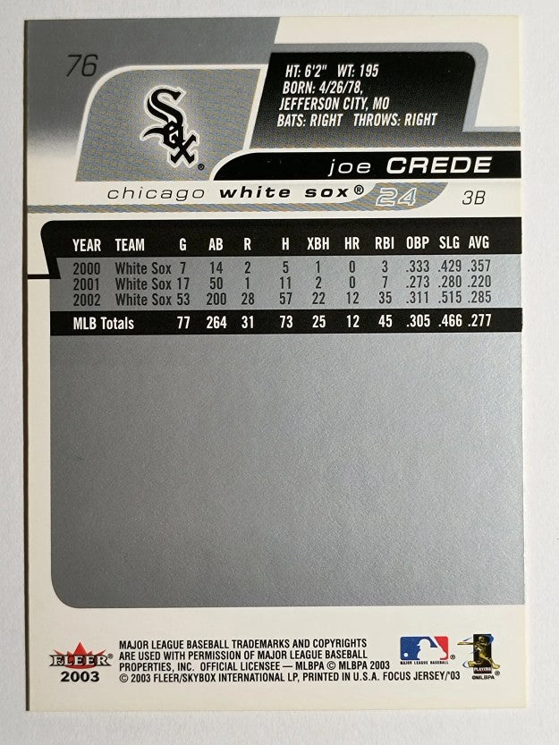 2003 Fleer Focus JE #76 Joe Crede