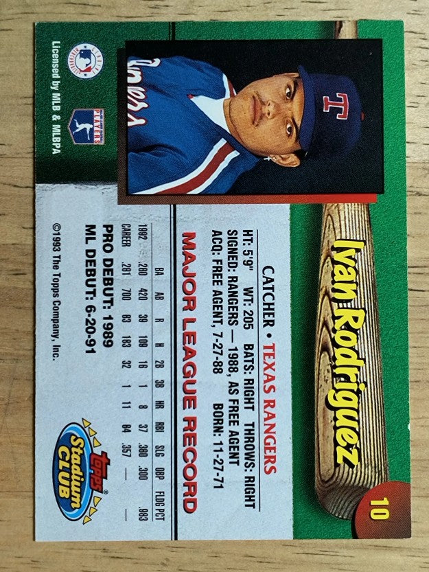 1993 Rangers Stadium Club #10 Ivan Rodriguez