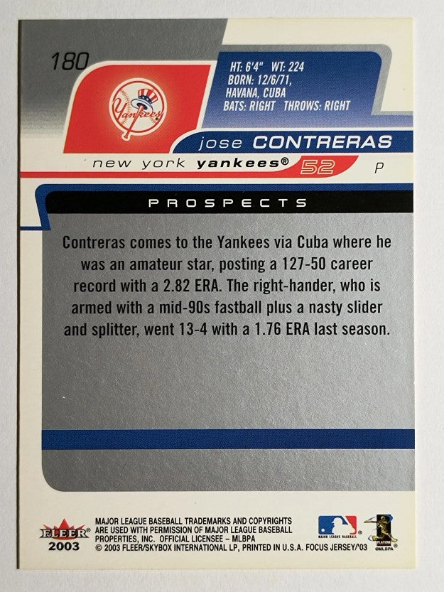 2003 Fleer Focus JE #180 Jose Contreras HP RC