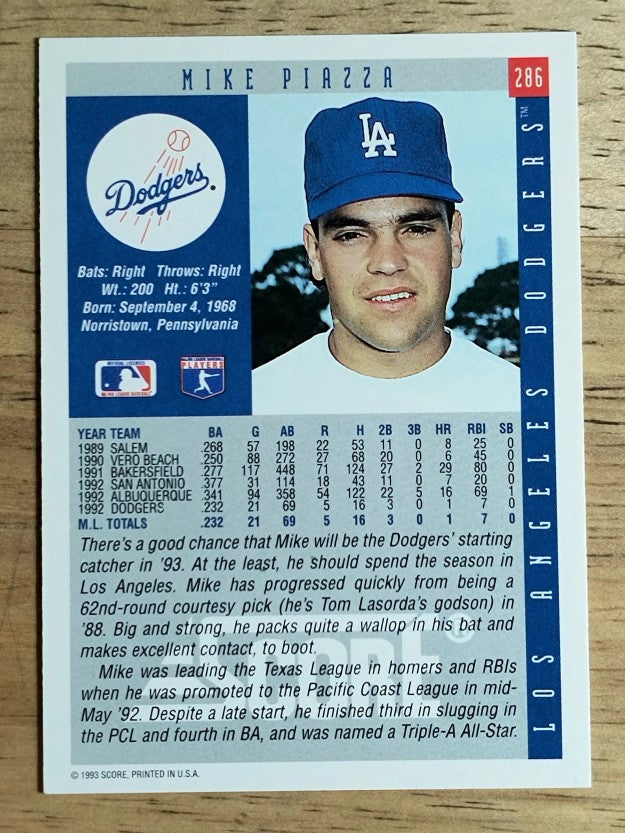 1993 Score #286 Mike Piazza