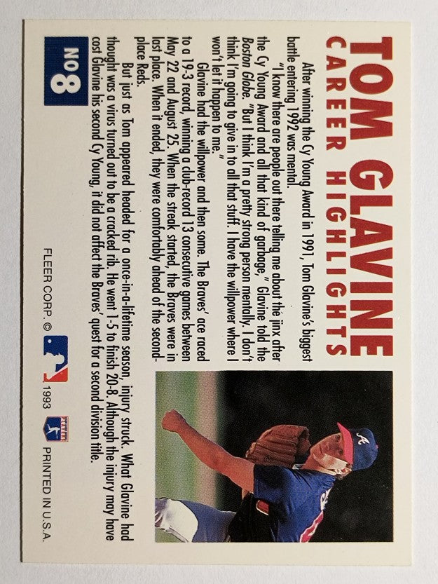 1993 Fleer Glavine #8B Tom Glavine/Facing left