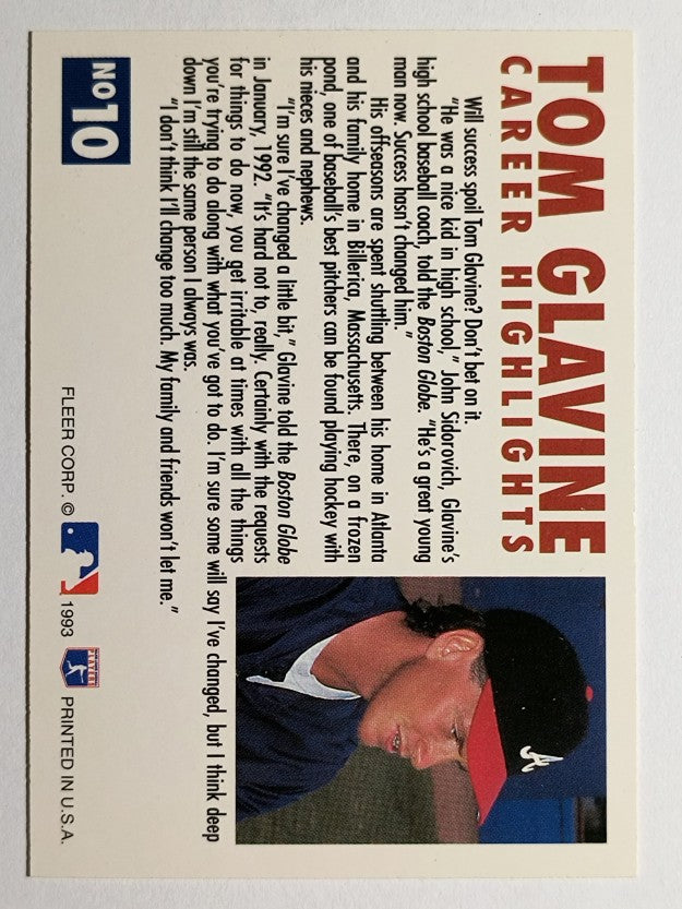 1993 Fleer Glavine #10 Tom Glavine/Facing forward