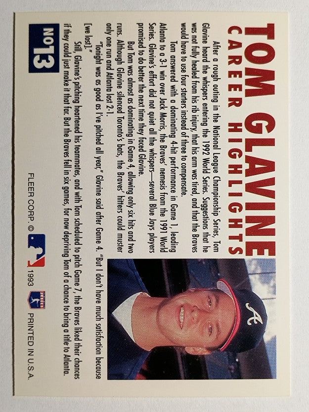 1993 Fleer Glavine #13 Tom Glavine/Send-Off 1 (NM)