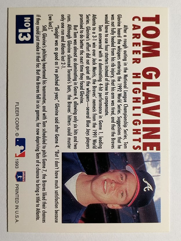 1993 Fleer Glavine #13 Tom Glavine/Send-Off 1 (NM)
