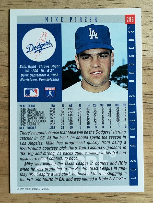 1993 Score #286 Mike Piazza