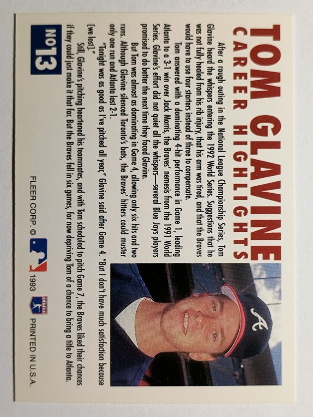 1993 Fleer Glavine #13 Tom Glavine/Send-Off 1