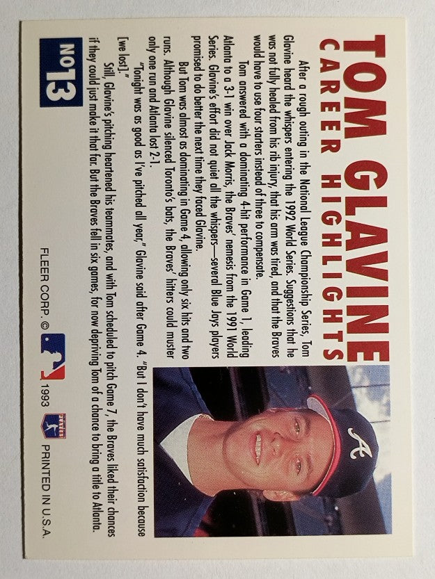 1993 Fleer Glavine #13 Tom Glavine/Send-Off 1 (NM)