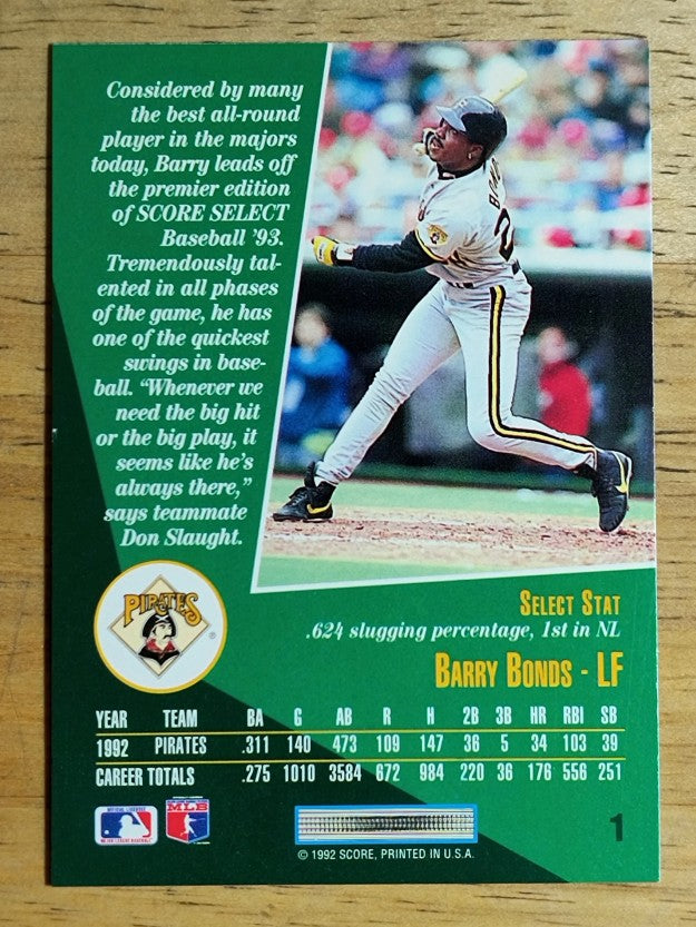 1993 Select #1 Barry Bonds