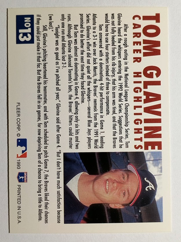 1993 Fleer Glavine #13 Tom Glavine/Send-Off 1