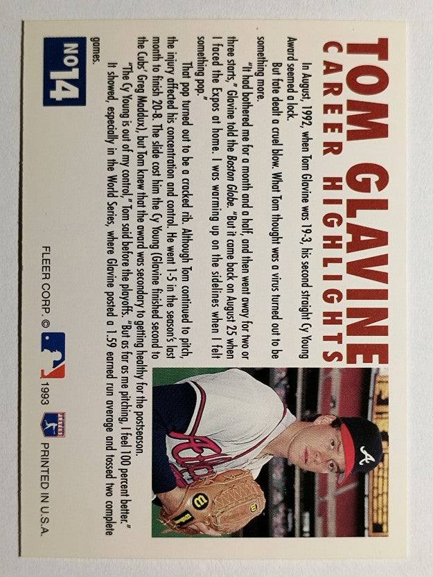 1993 Fleer Glavine #14 Tom Glavine/Send-Off 2