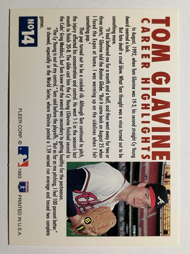 1993 Fleer Glavine #14 Tom Glavine/Send-Off 2