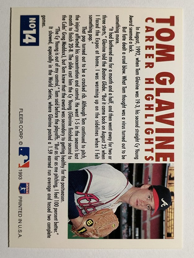 1993 Fleer Glavine #14 Tom Glavine/Send-Off 2