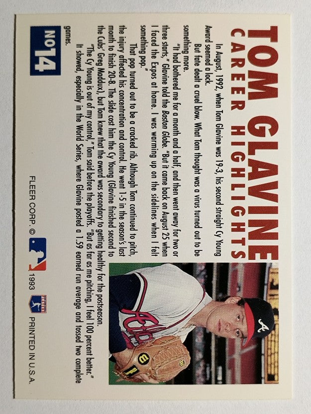 1993 Fleer Glavine #14 Tom Glavine/Send-Off 2