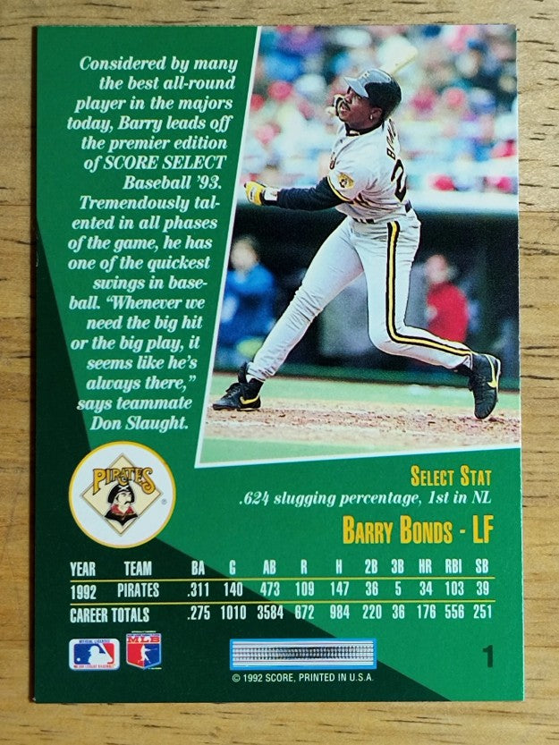 1993 Select #1 Barry Bonds