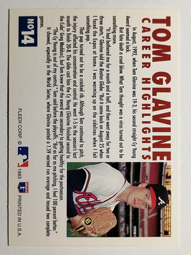 1993 Fleer Glavine #14 Tom Glavine/Send-Off 2