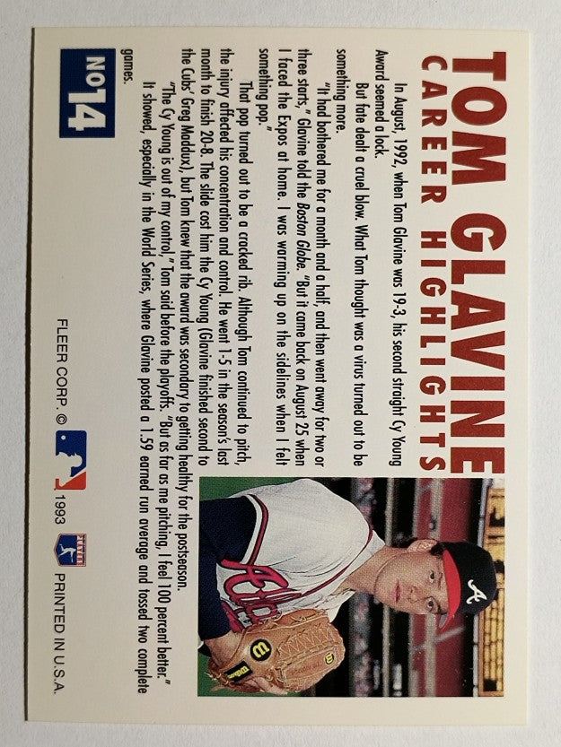 1993 Fleer Glavine #14 Tom Glavine/Send-Off 2