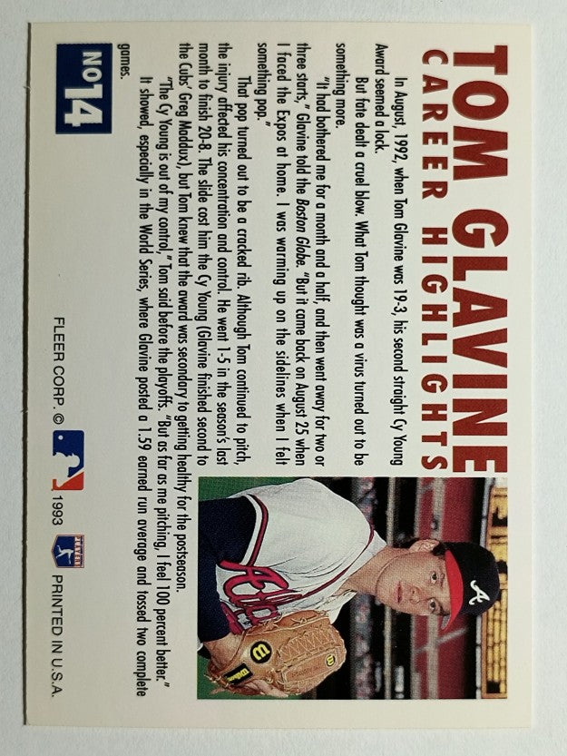 1993 Fleer Glavine #14 Tom Glavine/Send-Off 2 (NM)