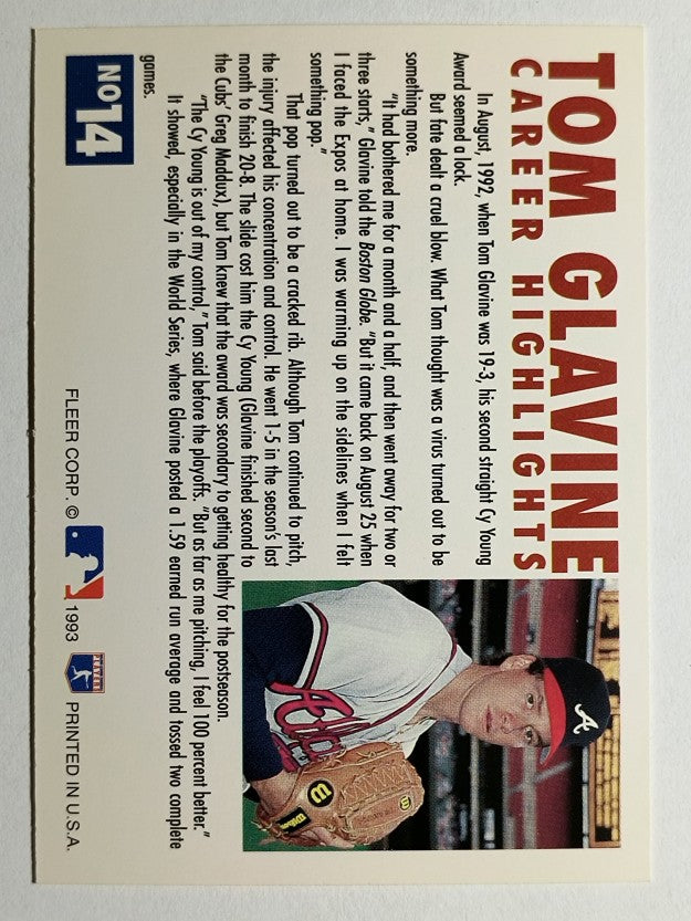 1993 Fleer Glavine #14 Tom Glavine/Send-Off 2