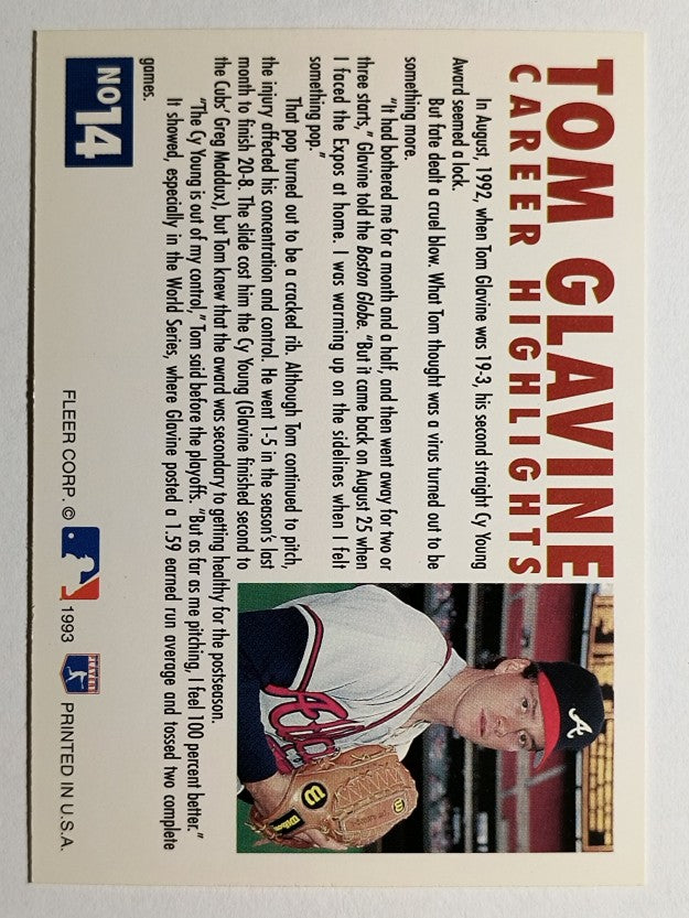 1993 Fleer Glavine #14 Tom Glavine/Send-Off 2