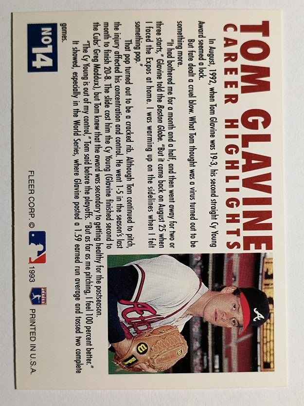 1993 Fleer Glavine #14 Tom Glavine/Send-Off 2