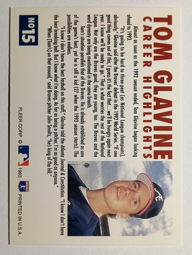 1993 Fleer Glavine #15 Tom Glavine/Send-Off 3 (NM)
