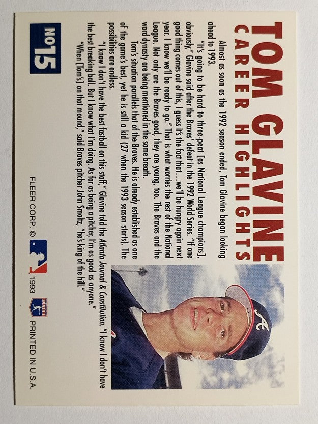 1993 Fleer Glavine #15 Tom Glavine/Send-Off 3