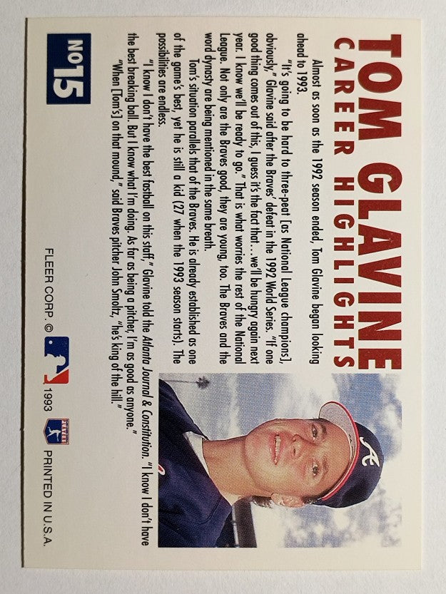 1993 Fleer Glavine #15 Tom Glavine/Send-Off 3