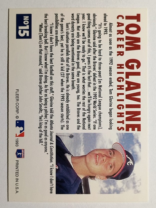 1993 Fleer Glavine #15 Tom Glavine/Send-Off 3
